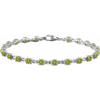14K White Natural Peridot 7 1/4" Line Bracelet