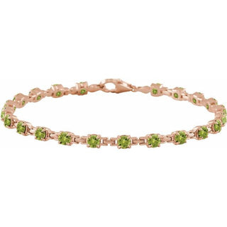 14K Rose Natural Peridot 7 1/4" Line Bracelet