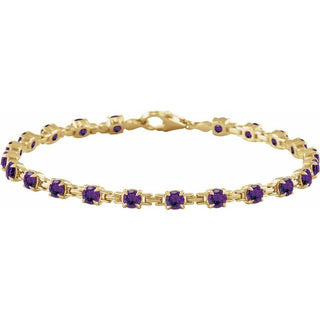 14K Yellow Natural Amethyst 7 1/4" Line Bracelet