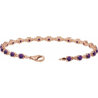 14K Rose Natural Amethyst 7 1/4" Line Bracelet