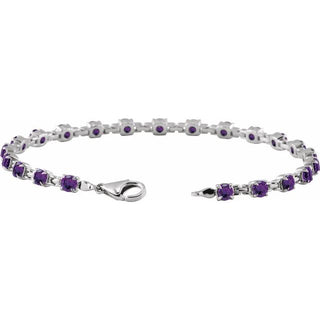 14K White Natural Amethyst 7 1/4" Line Bracelet