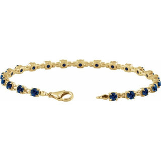 14K Yellow Lab-Grown Blue Sapphire 7 1/4" Line Bracelet