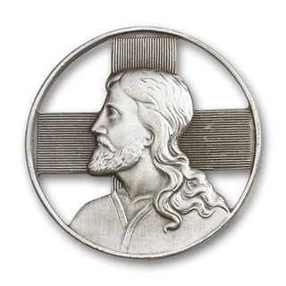 Silver Finish Jesus Visor Clip