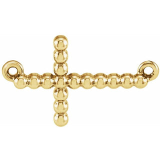 14K Yellow 15.6x9.4 mm Sideways Beaded Cross Necklace Center