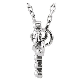 14K White 15.6x9.4 mm Sideways Beaded Cross 16.5" Necklace