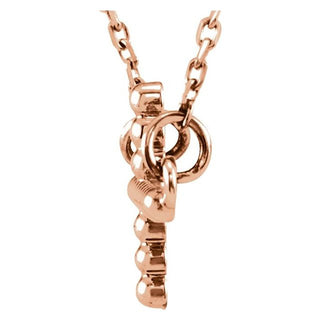 14K Rose 15.6x9.4 mm Sideways Beaded Cross 16.5" Necklace