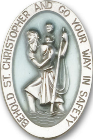 Silver Finish Saint Christopher Visor Clip