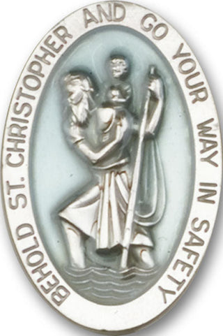 Silver Finish Saint Christopher Visor Clip