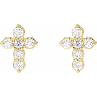 14K Yellow 1/6 CTW Natural Diamond Cross Earrings