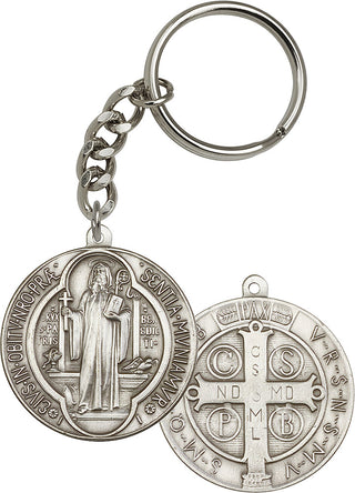 Silver Oxide Saint Benedict Keychain
