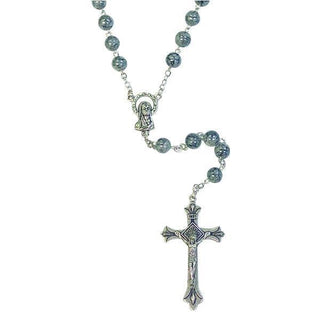 Imitation Glass Stone Rosary - Light Gray
