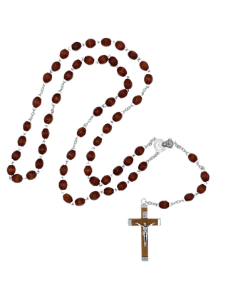 Wooden Rosary with Light Brown Wooden Crucifix - Round Light Wood Beads