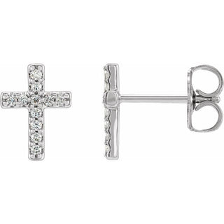 Sterling Silver 1/10 CTW Natural Diamond Cross Earrings