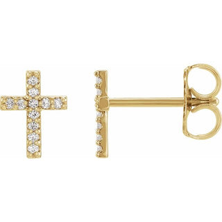14K Yellow .025 CTW Natural Diamond Cross Single Earring