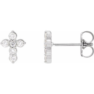 Platinum 1/6 CTW Natural Diamond Cross Earrings