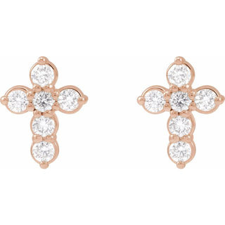14K Rose 1/6 CTW Natural Diamond Cross Earrings