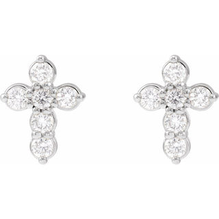 Sterling Silver 1/6 CTW Natural Diamond Cross Earrings