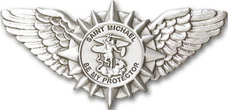 Silver Finish St Michael Wings Visor Clip
