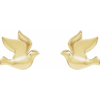 14K Yellow Holy Spirit Dove Earrings