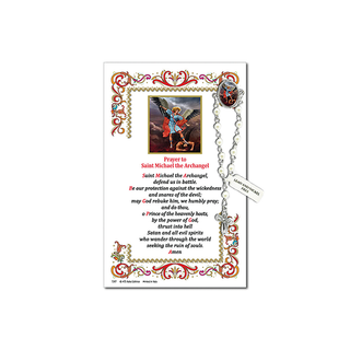 Decade Rosary Pin on Decorative Parchment Paper - Michael