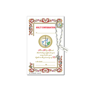 Decade Rosary Pin on Decorative Parchment Paper - Confirmation