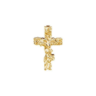 14K Yellow 27x17.25 mm Floral-Inspired Cross Pendant
