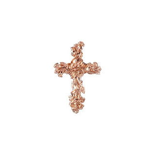 14K Rose 26.5x17.5 mm Floral-Inspired Cross