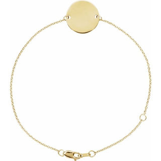 14K Yellow Engravable Disc Adjustable 6 1/2-7 1/2" Bracelet