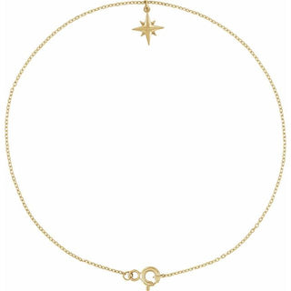 14K Yellow Star 9" Anklet