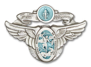 Silver Finish Our Lady of the Highway St Michael Visor Clip