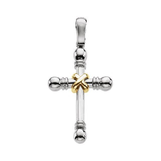 Sterling Silver & 14K Yellow 41.5x22.25 mm Cross Pendant