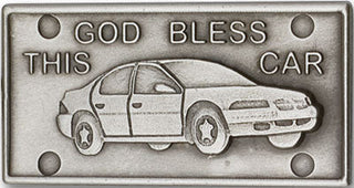 Silver Finish God Bless This Car Visor Clip