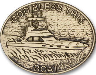 Gold Finish God Bless This Boat Visor Clip