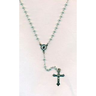 Rosary - 15-1/2 inch - Faux Pearl Beads - Blue