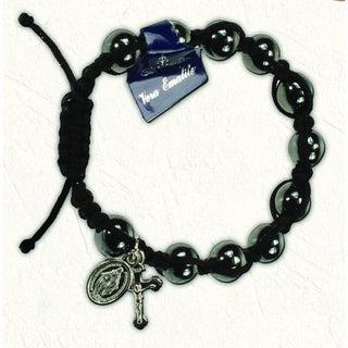 Black Slip knot Bracelet with Hematite Beads 4-pack
