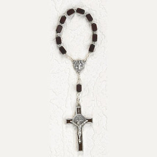 8mm Black Wood St Benedict Decade Rosary
