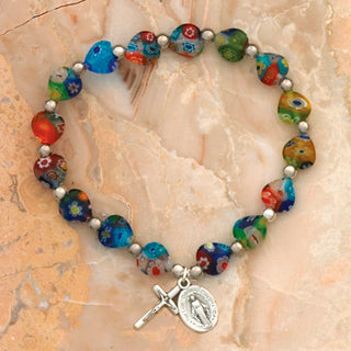 4-Pack - Murano Heart Shaped Stretch Bracelet