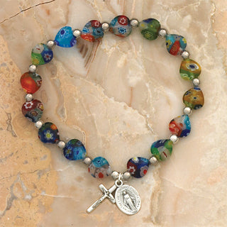 4-Pack - Murano Heart Shaped Stretch Bracelet