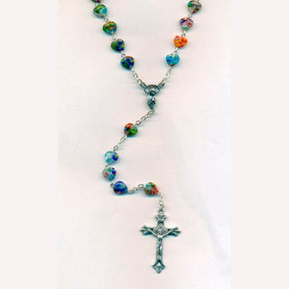 Heart Shaped Imitation Murano Glass Bead Rosary