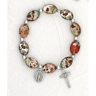 Red Oval Murano Glass Rosary Bracelet
