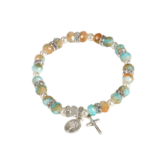 4-pack - Turquoise and Peach Stretch Bracelet