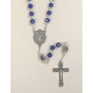 Genuine Crystal Blue Bead with Unique CloisonnÃ© Rondelle Our Father Bead with Faux Pearl and Mini Crystals