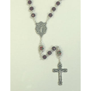 Genuine Crystal Red Bead with Unique CloisonnÃ© Rondelle Our Father Bead with Faux Pearl and Mini Crystals