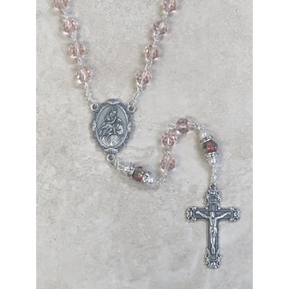 Genuine Crystal Rose Bead with Unique CloisonnÃ© Rondelle Our Father Bead with Faux Pearl and Mini Crystals