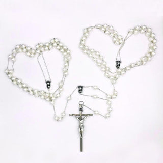 Small Faux Pearl and Silver-tone Wedding Lasso Rosary