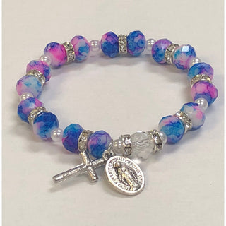 4-pack - Children's Size Cotton Candy Color Glass Stretch Bracelet