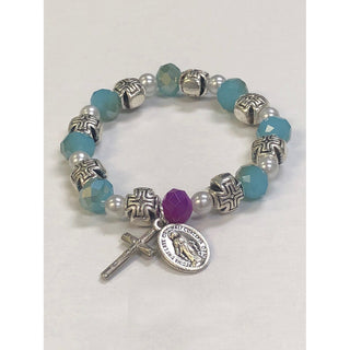 4-pack - Child's Size Dusty Blue Glass Stretch Bracelet