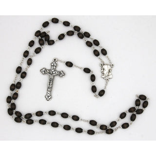 Padre Pio center and decorative crucifix - brown wood - silver-tone