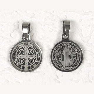 12-Pack - St Benedict Stainless Steel Pendant- approx 3/4 inch 2cm