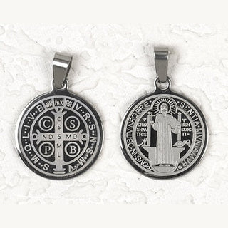 12-Pack - St Benedict Stainless Steel Pendant- approx 1 inch 25cm